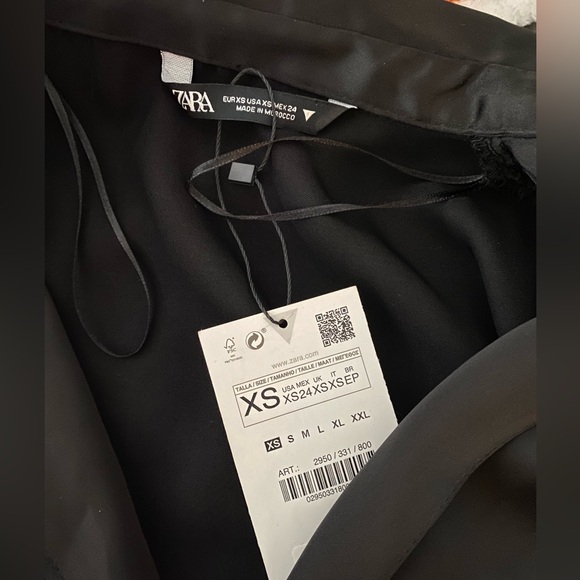 Zara Short Satin Effect Lapel Collar V-Neck Blazer Dress - NWT - Size XS - Picture 2 of 2